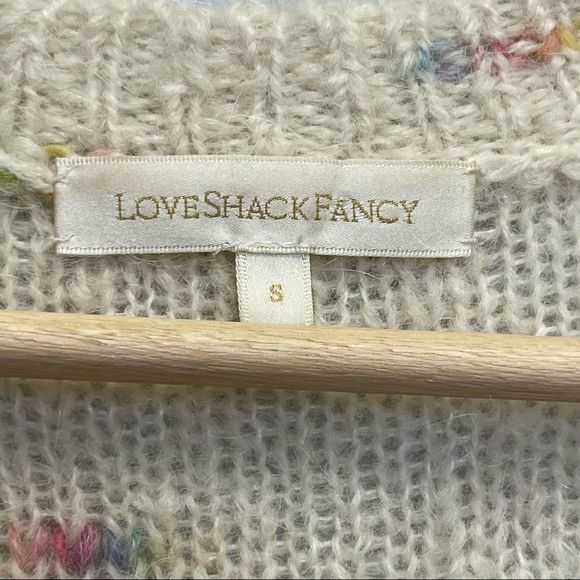 LoveShackFancy Emmanuelle Cardigan Moonrise Sweater Alpaca S Cream Long Flowers - Picture 13 of 14